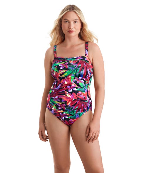 Shirred Bandeau Chlorine Resistant One-Piece Swimsuit