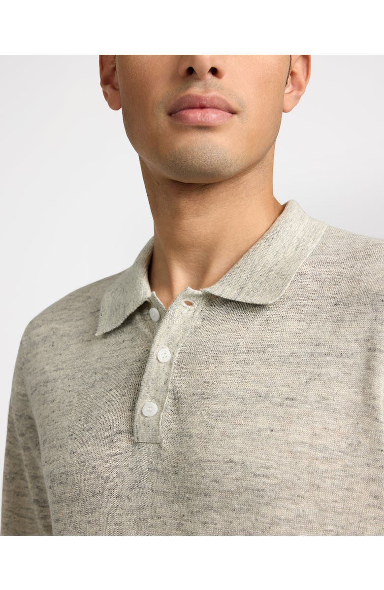 Onia Linen Sweater Polo, Alternate, color, Light Grey Melg