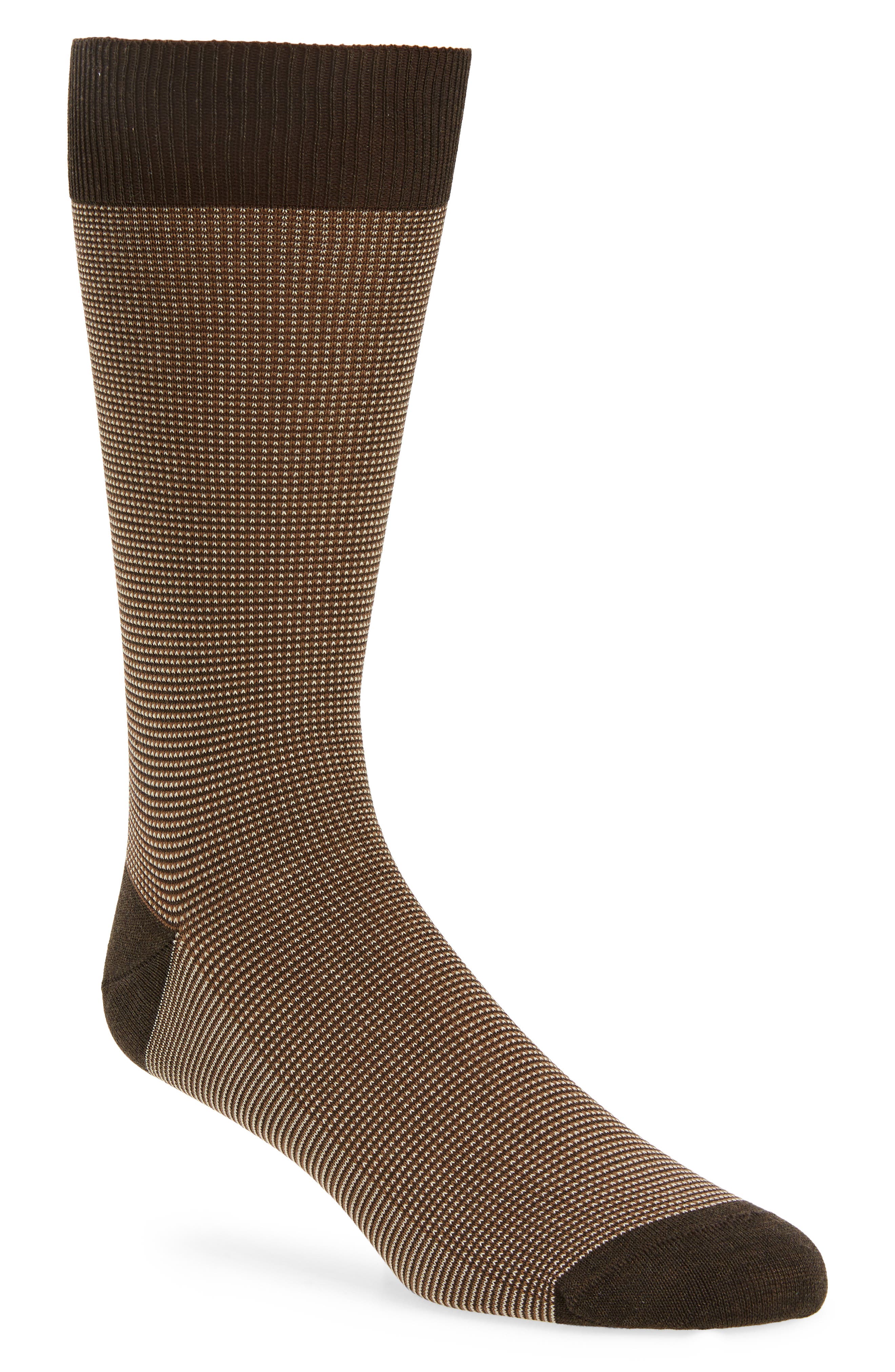 Pantherella Tewkesbury Cotton Blend Bird's Eye Dress Socks in Dark Brown Mix 
