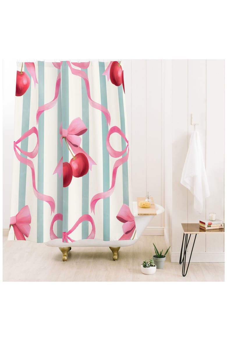 Preppy Bows Shower Curtain, Alternate, color, BLUE