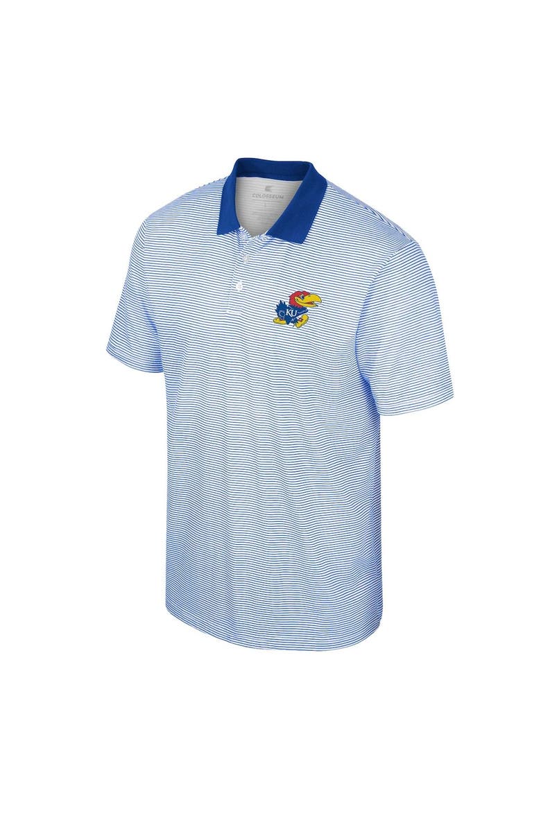 COLOSSEUM Men's Colosseum White/Royal Kansas Jayhawks Print Stripe Polo, Alternate, color, 