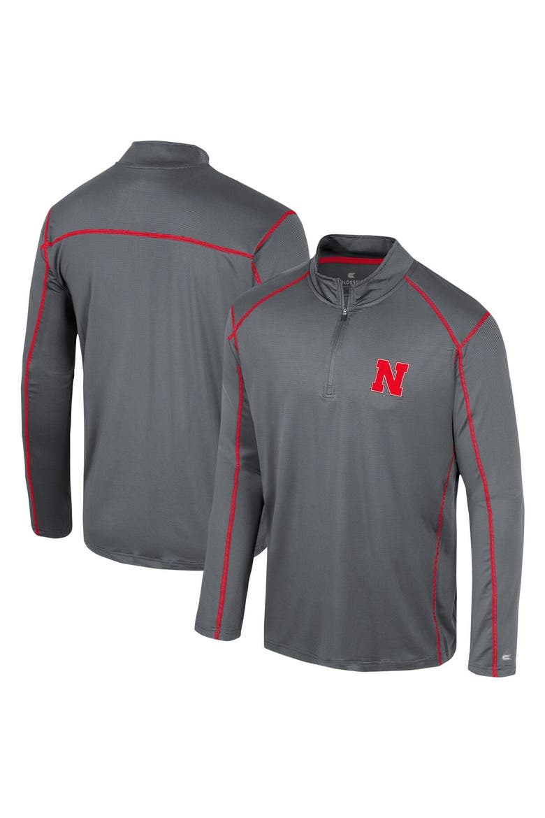Men's Colosseum Black Nebraska Huskers Cameron Quarter-Zip Windshirt, Alternate, color, Black