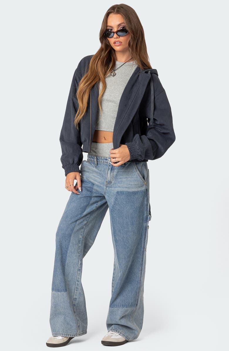 Milly Oversize Zip Crop Hoodie