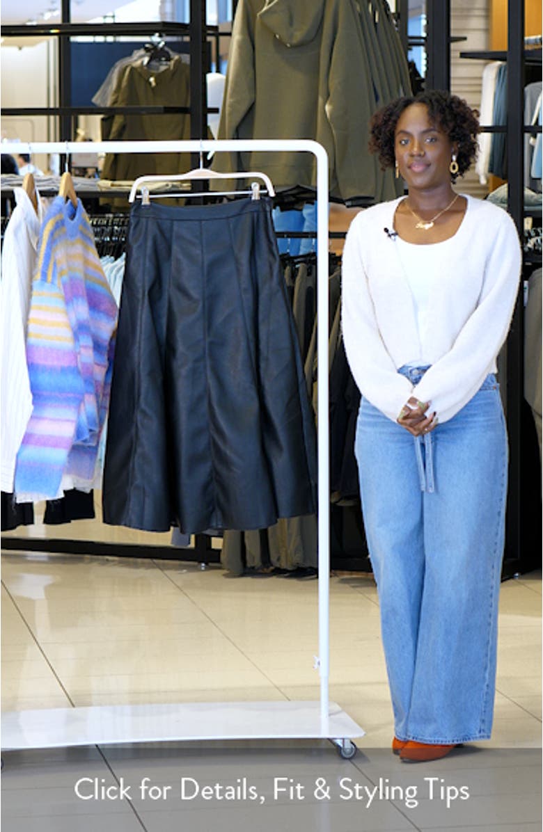 Faux Leather Midi Flare Skirt, sales video thumbnail