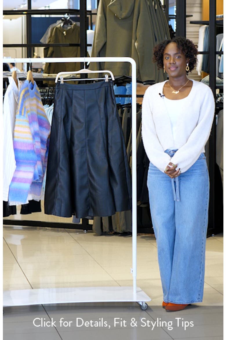 Faux Leather Midi Flare Skirt video