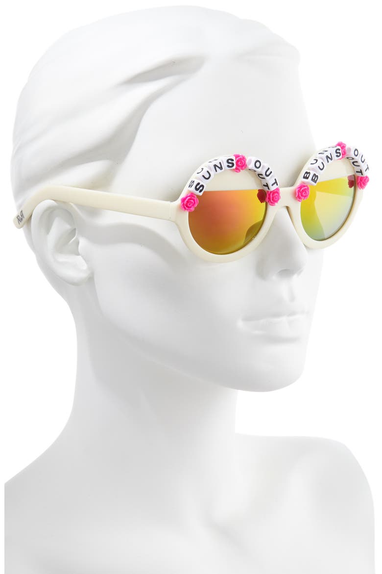 Suns Out Buns Out Round Sunglasses, Alternate, color, HOT PINK/ ORANGE MIRRORED