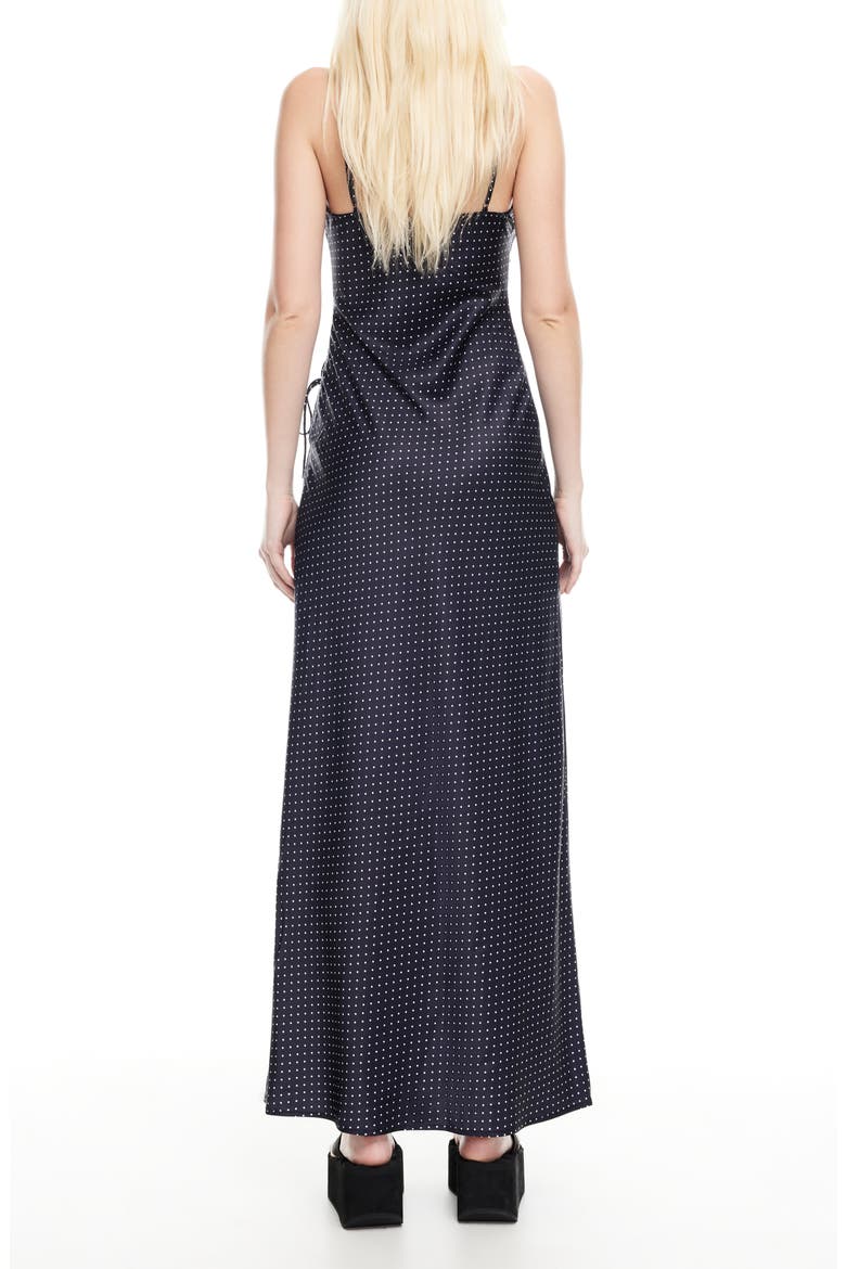 About Polka Dot Cutotut Tie Detail Satin Slipdress, Alternate, color, ONYX POLKA