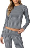 EDIKTED Kaeli Stripe Long Sleeve Crop Top