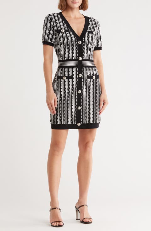 Scalloped Short Sleeve Sweater Dress