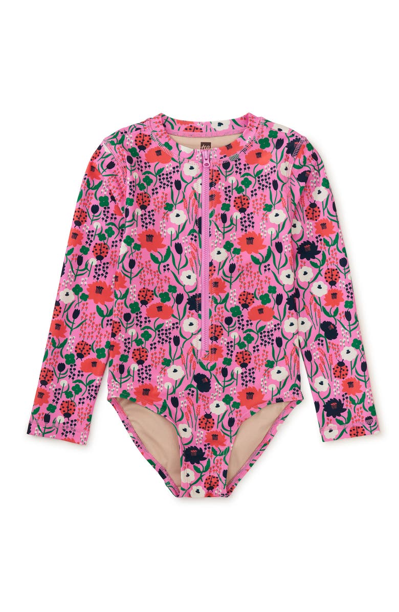 Tea Collection Long Sleeve One-Piece Swimsuit, Main, color, 