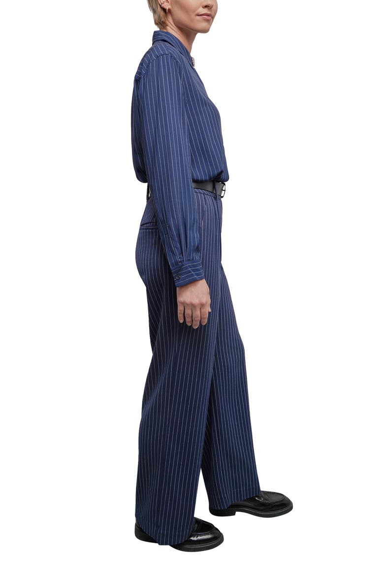The Empower Pinstripe Wide Leg Trouser, Alternate, color, NAVY/OAT