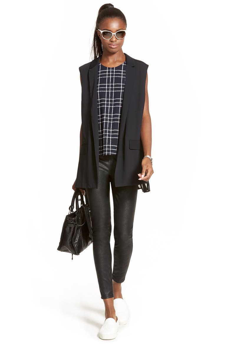 'Happy Hour' Faux Leather Leggings, Alternate, color, BLACK