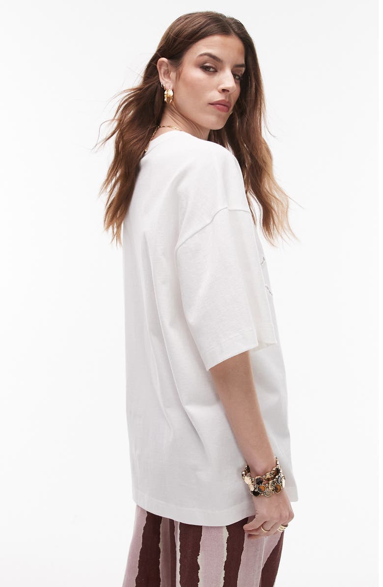 Topshop La Terezza Open Knit Oversize T-Shirt, Alternate, color, 