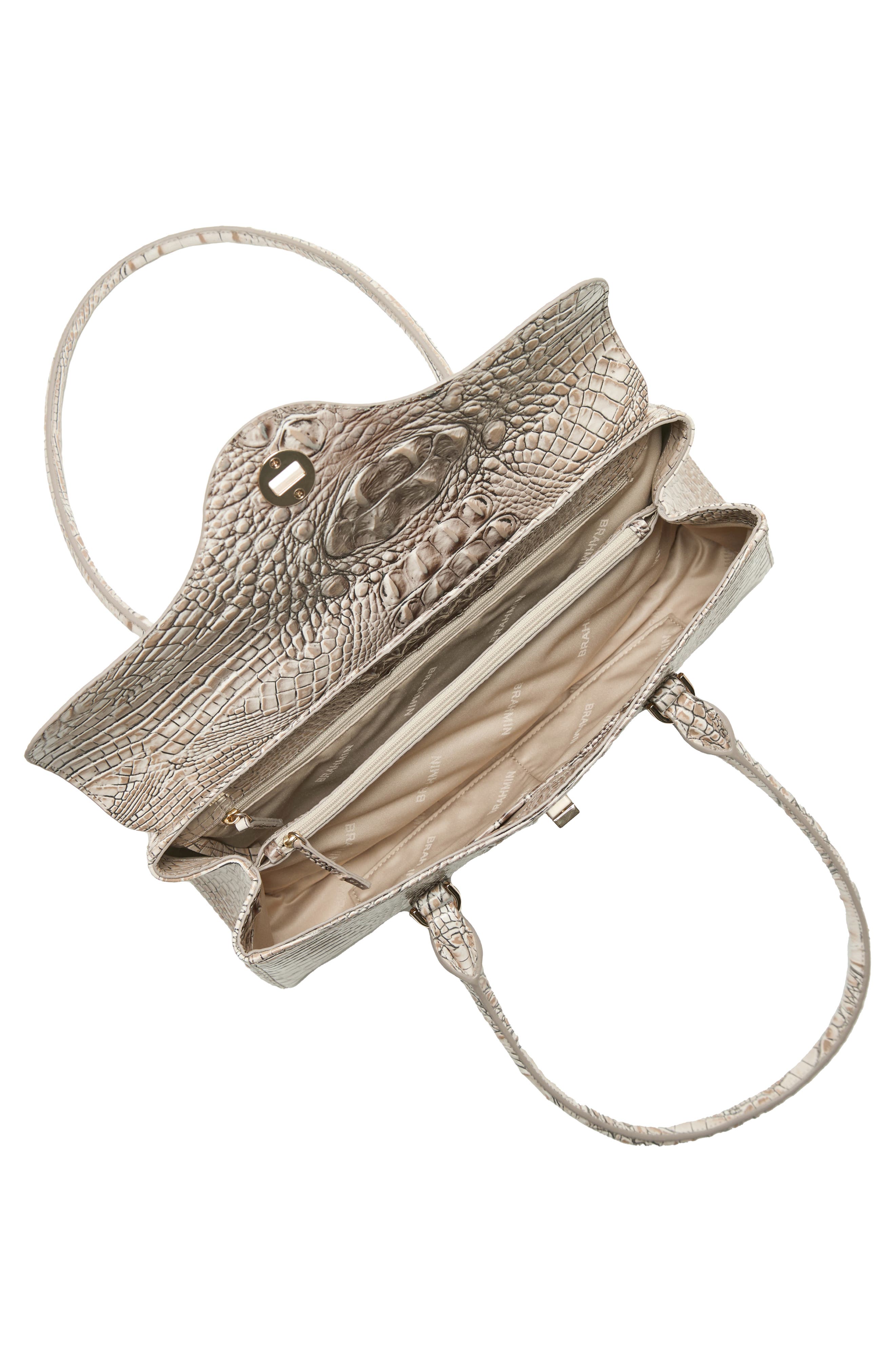 Brahmin Dayan Croc Embossed Leather Satchel, Alternate, color, 