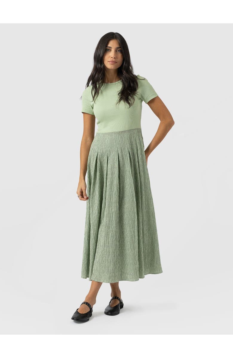 Saint + Sofia Renee Contrast Dress, Alternate, color, Mint Gingham