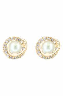 Diamond & Freshwater Pearl Stud Earrings