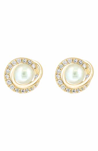 Diamond & Freshwater Pearl Stud Earrings