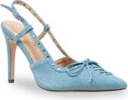 CHASE AND CHLOE Amalia Stud Slingback Pointed Toe Pump