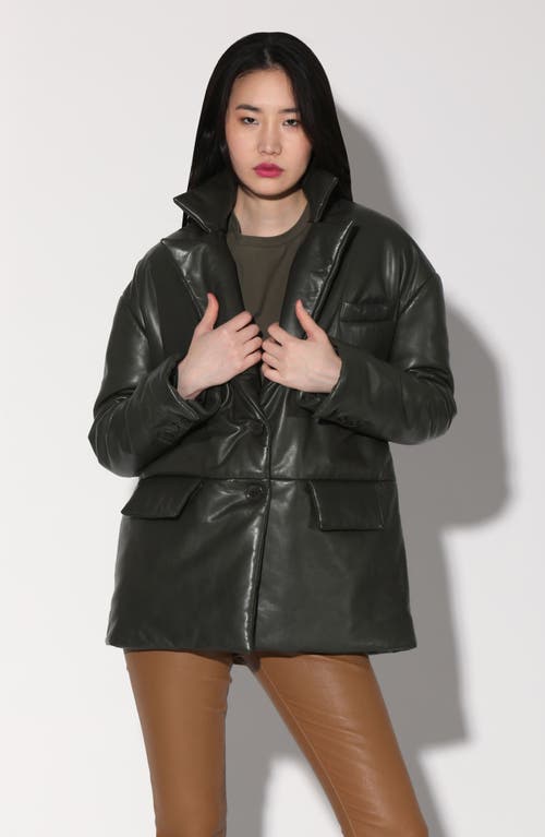 Walter Baker Camille Oversize Insulated Leather Jacket In Basil