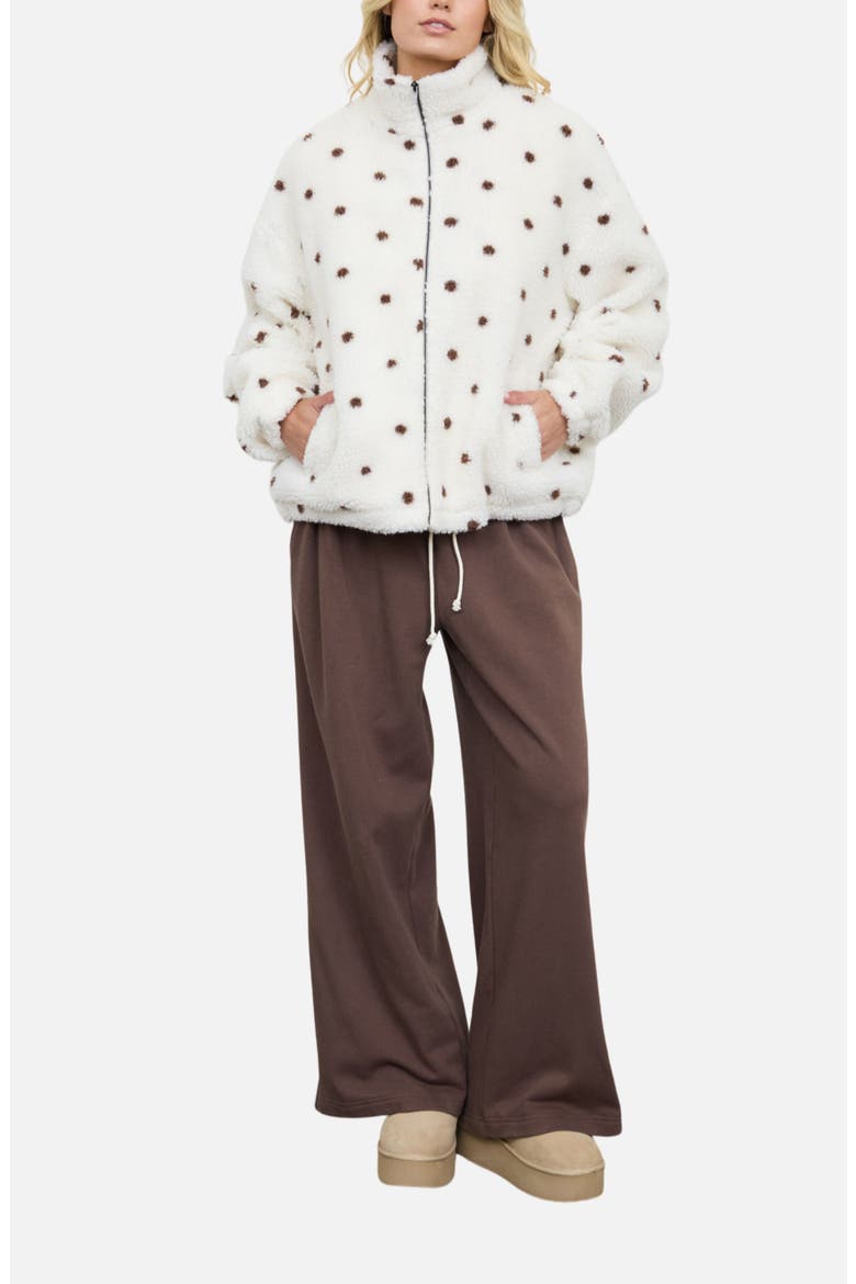 Polka Dot Fleece Jacket, Alternate, color, IVORY