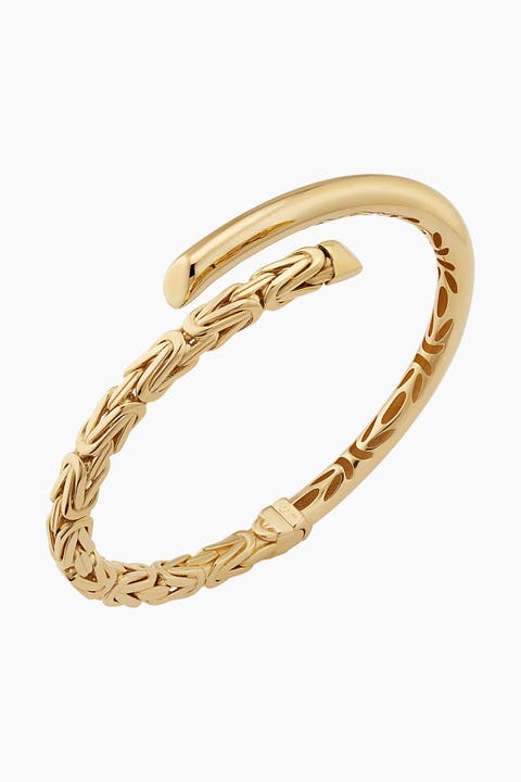 14K Yellow Gold Byzantine Bypass Bangle