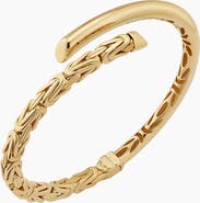Oradina 14K Yellow Gold Byzantine Bypass Bangle