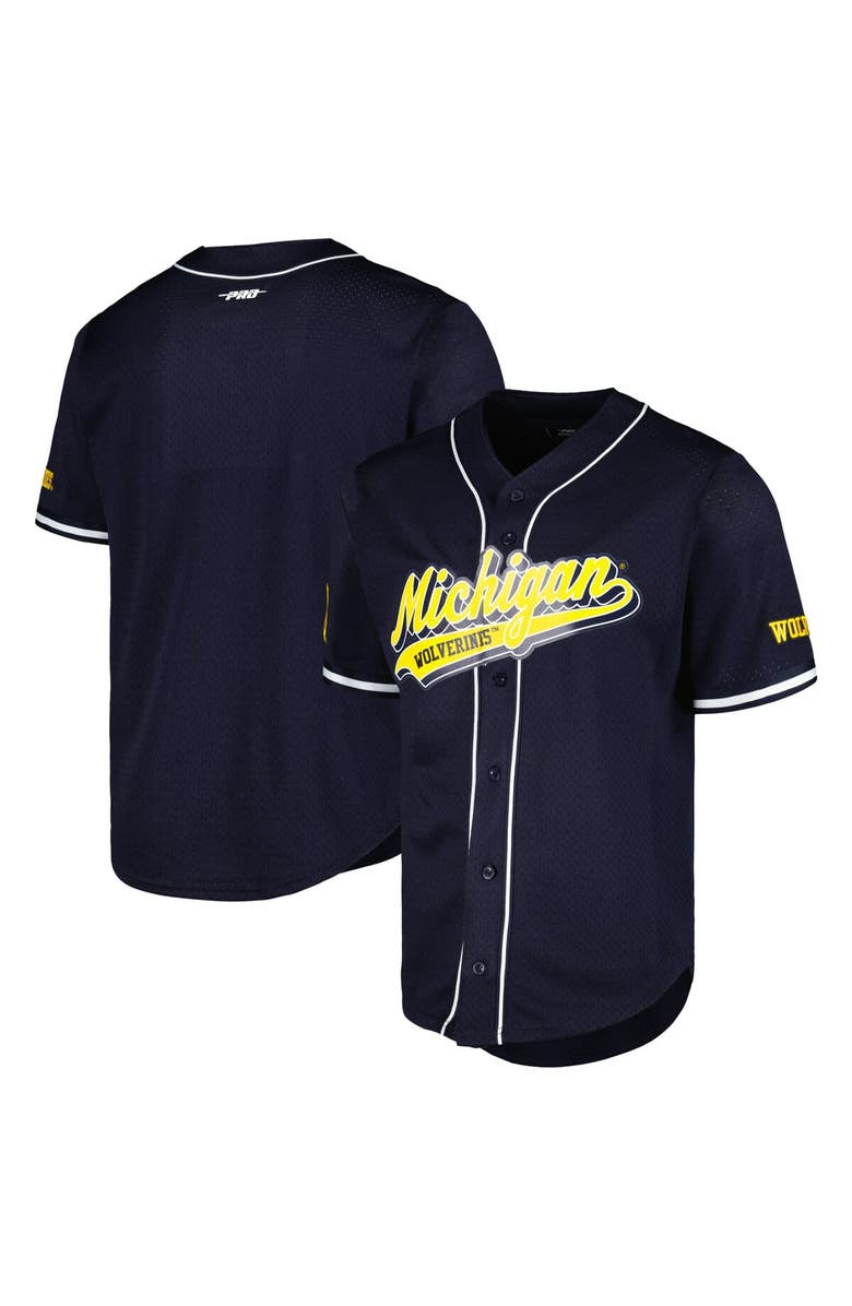 PRO STANDARD Men's Pro Standard Navy Michigan Wolverines Mesh Full-Button Replica Baseball Jersey, Alternate, color, Navy