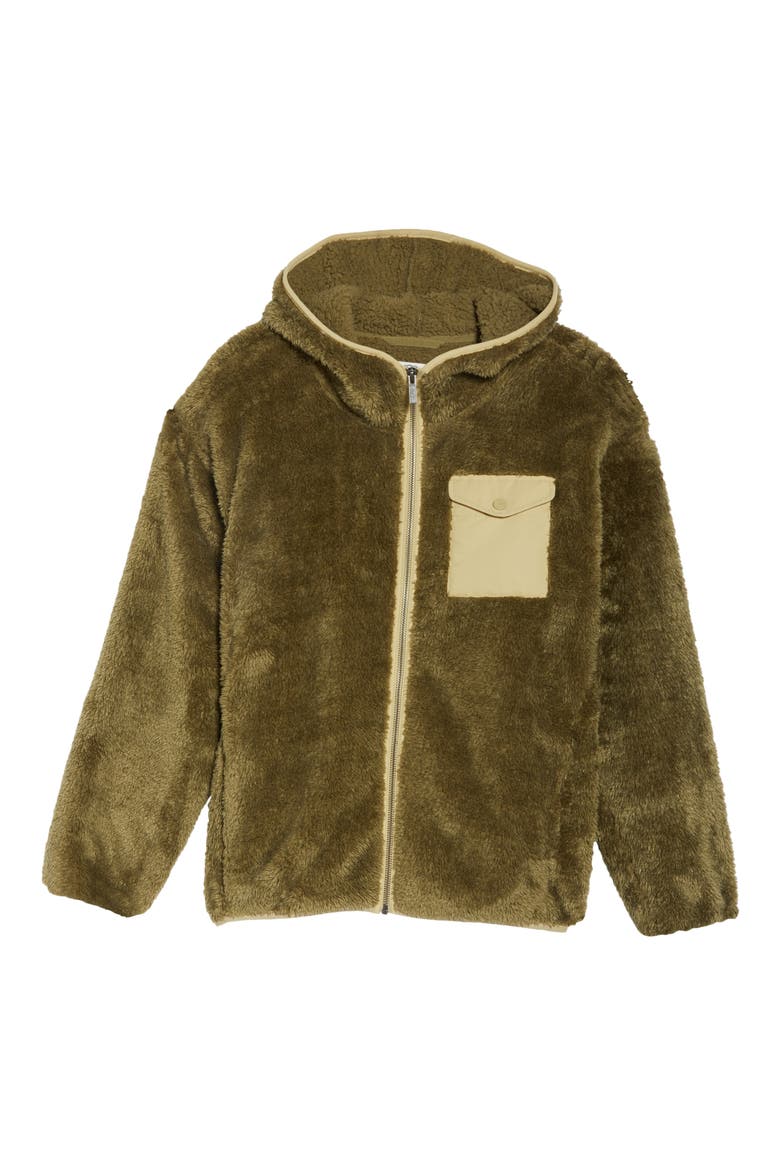 Kadence Faux Fur Zip Hoodie, Alternate, color, WILD OLIVE