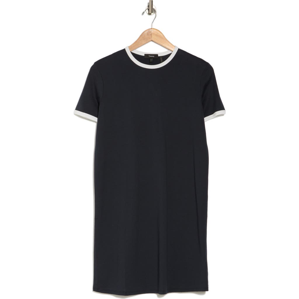 Theory Apex Ringer Organic Cotton Mini T-shirt Dress In Ncn Nv/wht