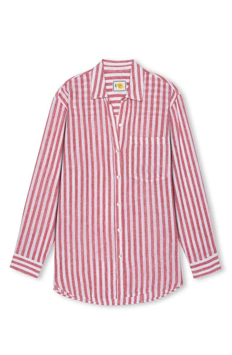 Rails Giada Stripe Linen Blend Button-Up Shirt, Alternate, color, Ravello Stripe