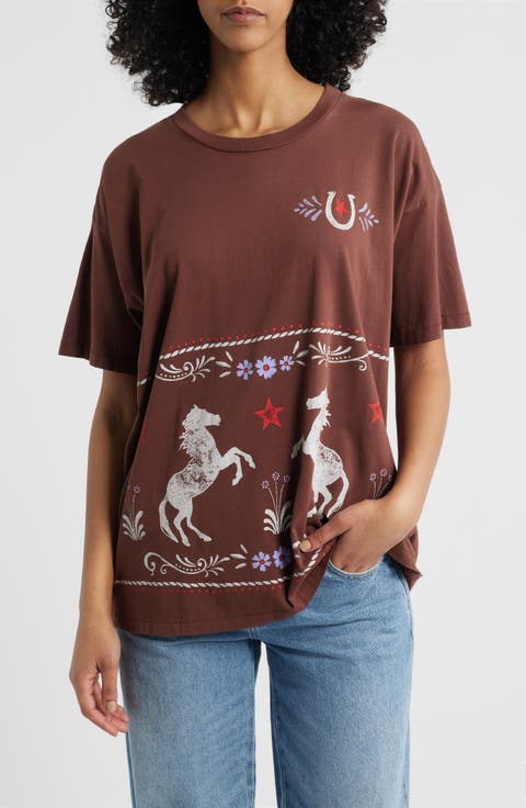Prairie Horse Cotton Graphic T-Shirt