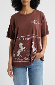 Daydreamer Prairie Horse Cotton Graphic T-Shirt