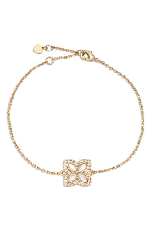 Sabrina 14k Gold Plated Floral Chain Bracelet