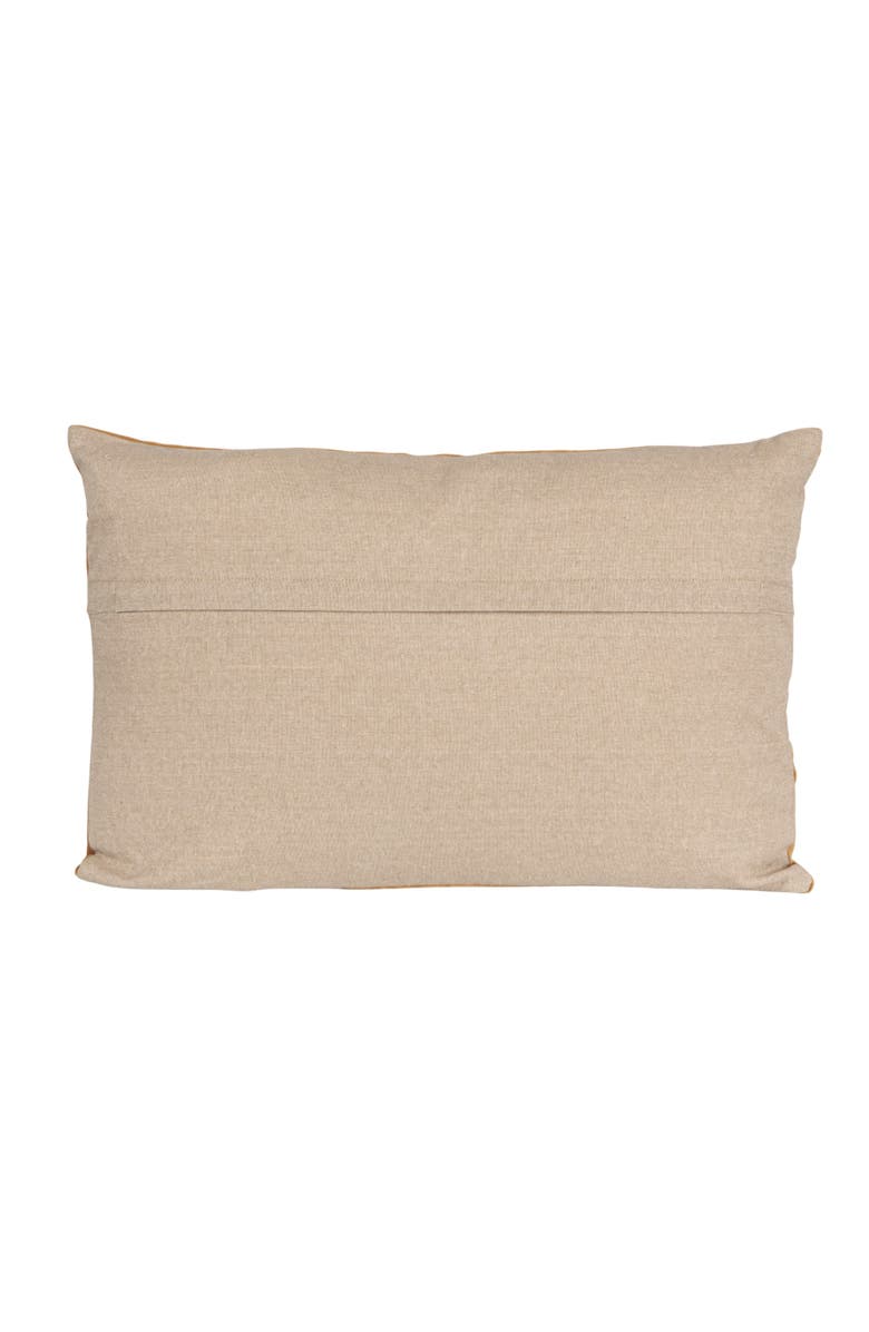 Storied Home Cotton Velvet Embroidered Pillow with Palm Trees and Chambray Back, Brown and Natural, Alternate, color, Orange