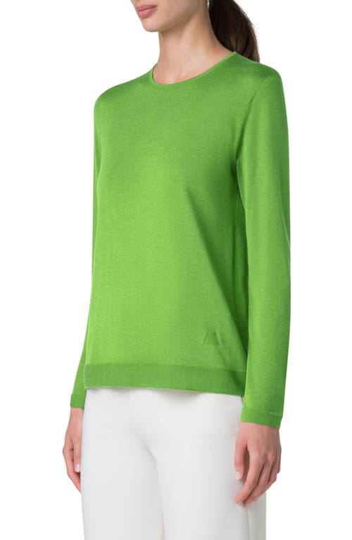 Akris Cashmere & Silk Fine Rib Sweater In Grass Green