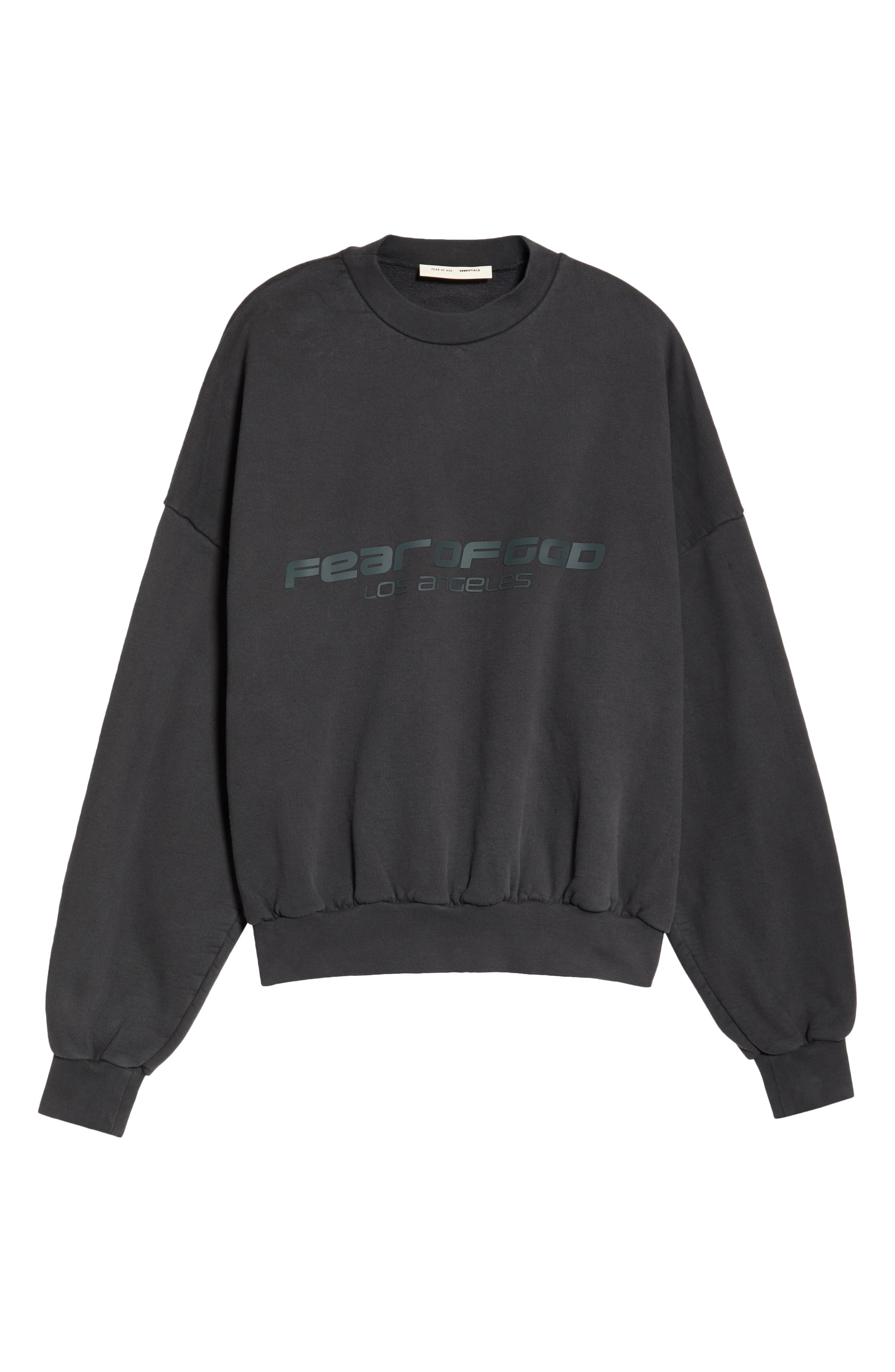 Fear of God Essentials Logo Graphic Relaxed Fit Crop Sweatshirt