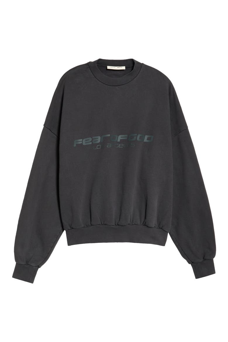 Logo Graphic Relaxed Fit Crop Sweatshirt, Alternate, color, VINTAGE BLACK
