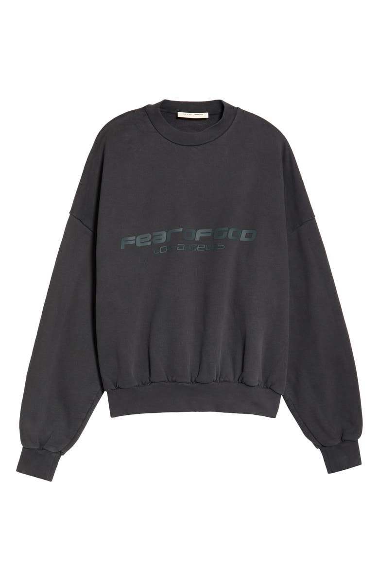 Fear of God Essentials Logo Graphic Relaxed Fit Crop Sweatshirt, Main, color, Vintage Black