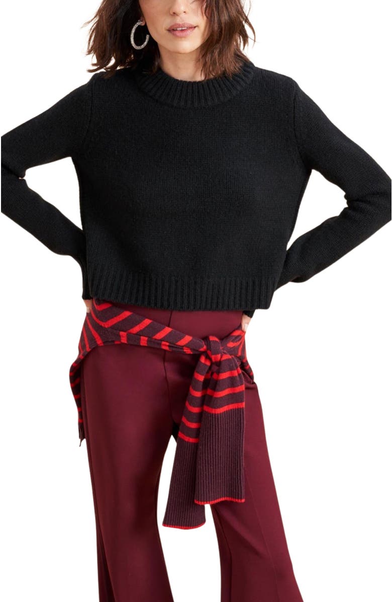 La Ligne Solid Mini Marina Sweater, Alternate, color, Black