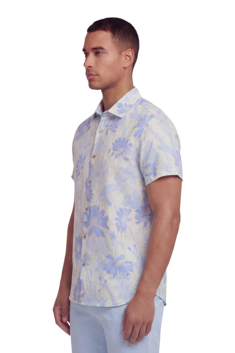 Uomo Springtime Short Sleeve Fine Linen Shirt, Alternate, color, SPRINGTIME WHITE