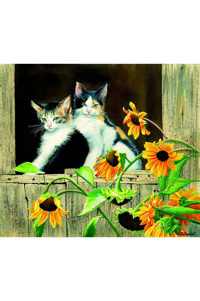 Kittens and Sunflowers 550 piece Jigsaw Puzzle for Adults, Alternate, color, Multicolor
