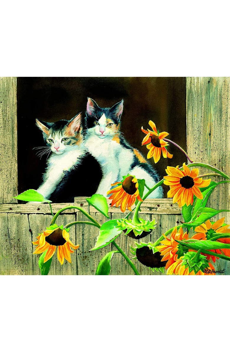 Sunsout Kittens and Sunflowers 550 piece Jigsaw Puzzle for Adults, Alternate, color, Multicolor