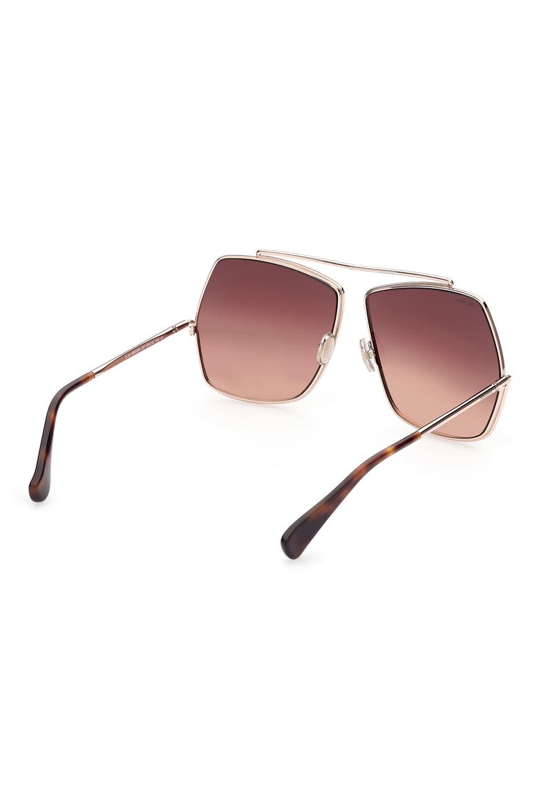 64mm Geometric Sunglasses, Alternate, color, ROSE GOLD/ GRADIENT BROWN