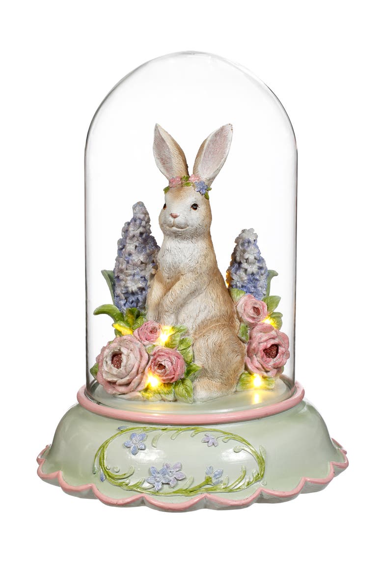 Lighted Bunny with Flower Dome, Main, color, Light Brown