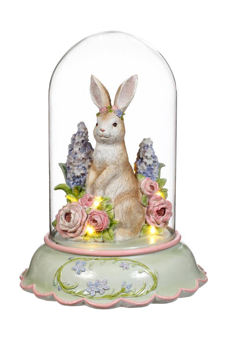 Mark Roberts Lighted Bunny with Flower Dome, Main, color, Light Brown