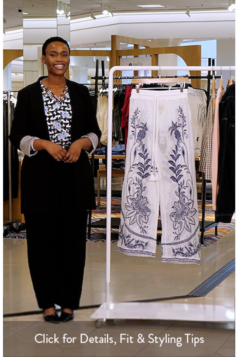 Nina Floral Embroidery Open Stitch Cover-Up Pants video