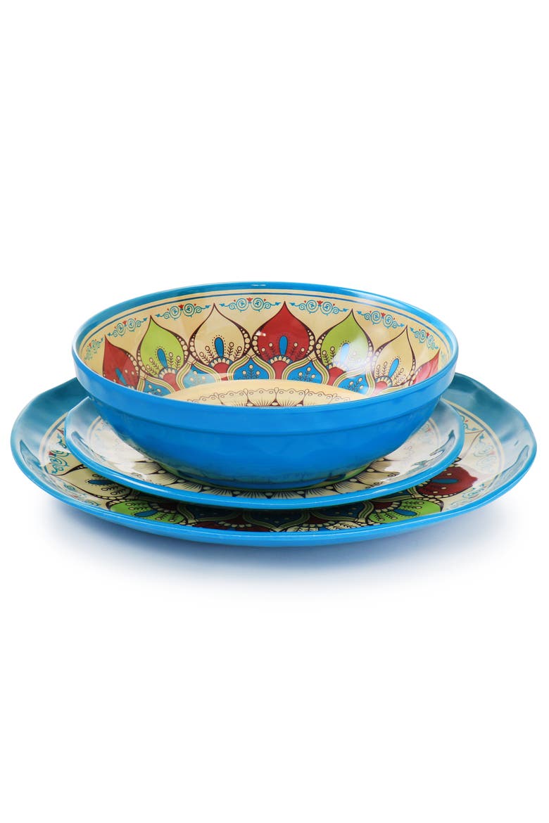 Camilla 12 Piece Melamine Dinnerware Set, Alternate, color, Red
