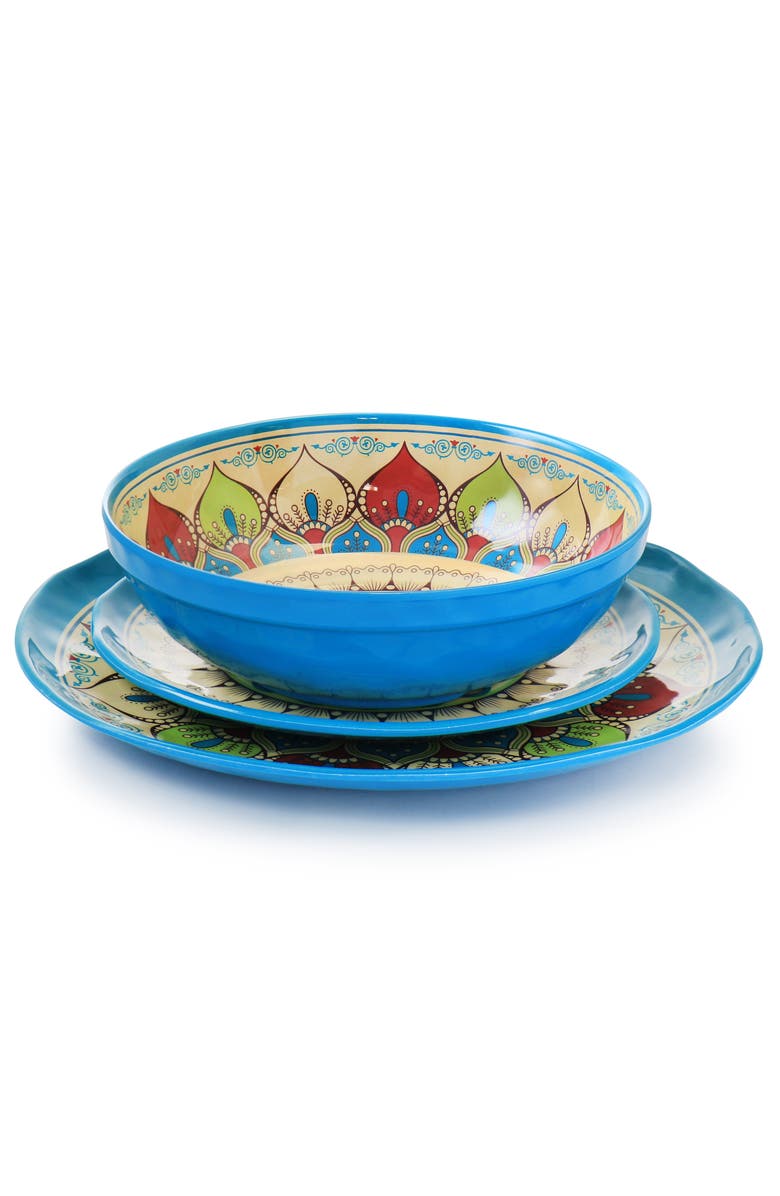 Elama Camilla 12 Piece Melamine Dinnerware Set, Alternate, color,