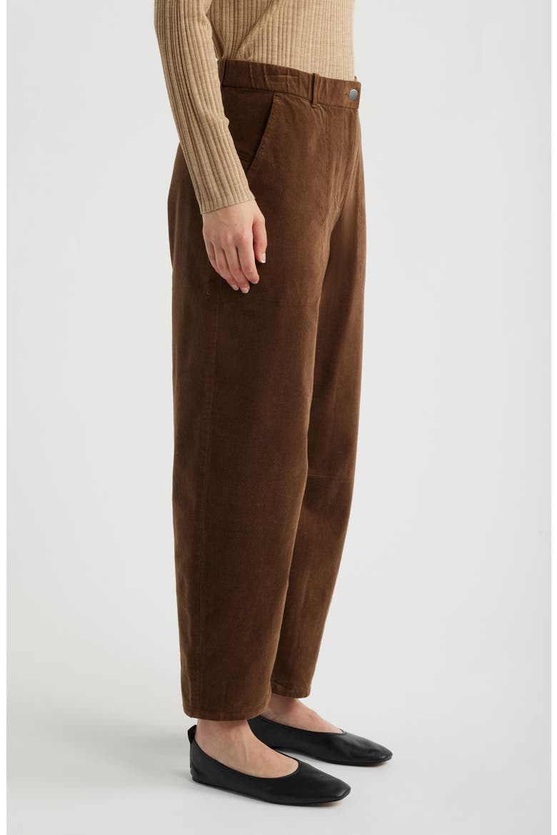 Stretch Organic Cotton Corduroy Arch Wide Leg Ankle Pants, Alternate, color, MAHOGANY