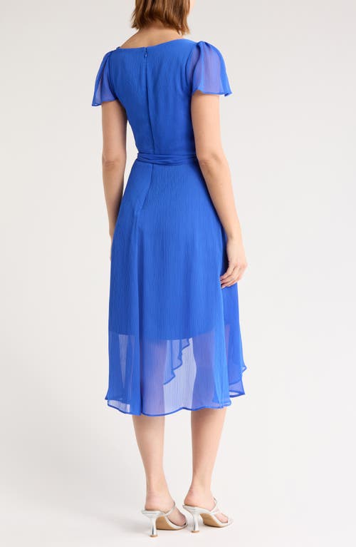 DKNY DKNY FLUTTER SLEEVE FAUX WRAP MIDI DRESS 